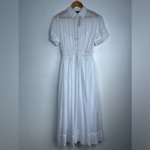 NWT J.Crew Size 6 White Elena shirtdress In Chiffon - Picture 5 of 16